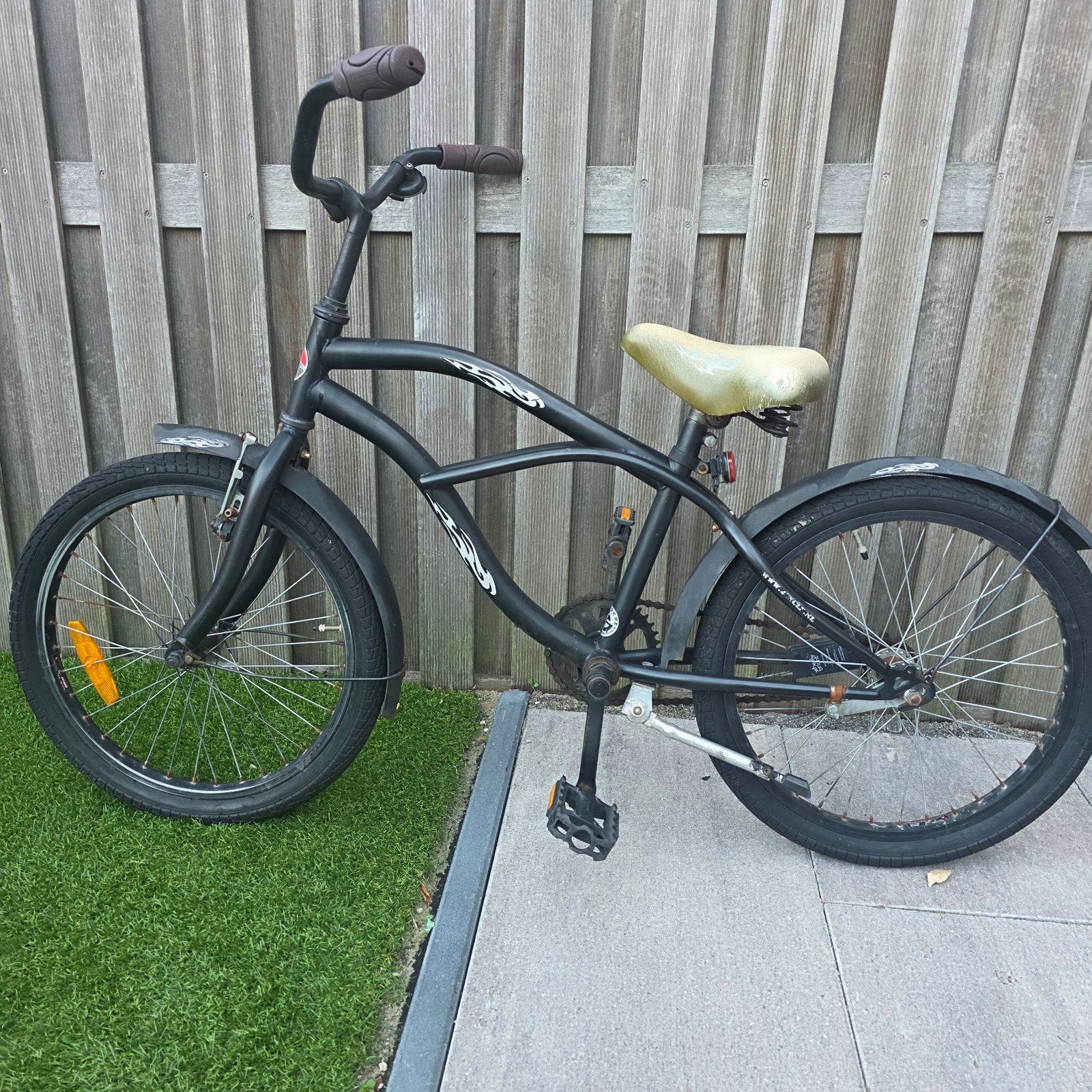 Zwarte Cruiser Fiets, Terugtraprem, Gebruikt, Staal, Ophalen