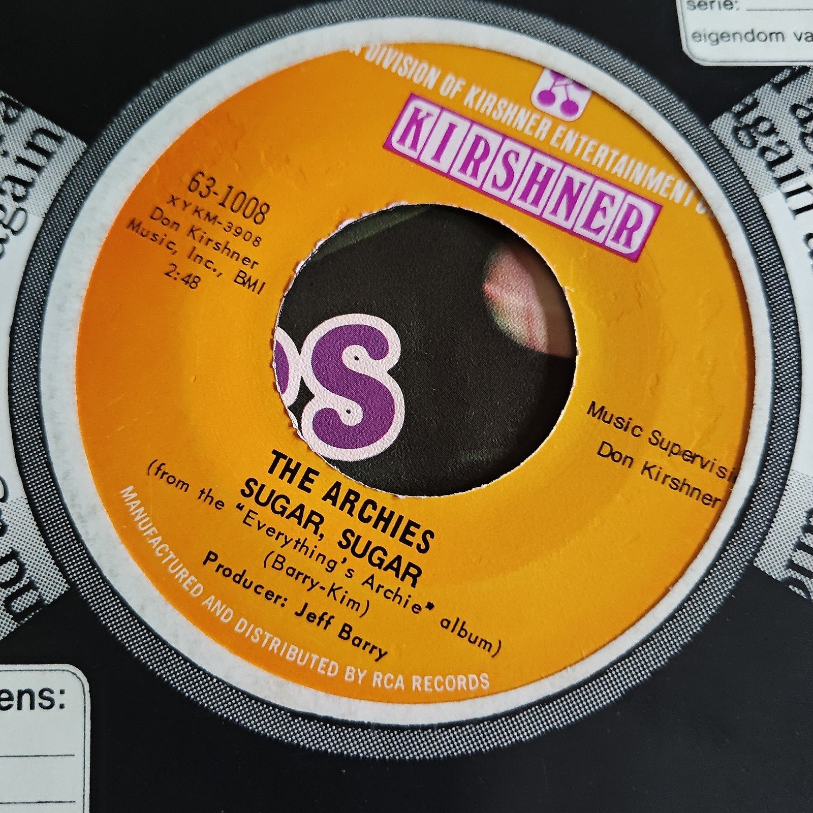 The Archies - Sugar, Sugar 7 inch single (Kirshner), Gebruikt, 7 inch, Ophalen of Verzenden, Pop
