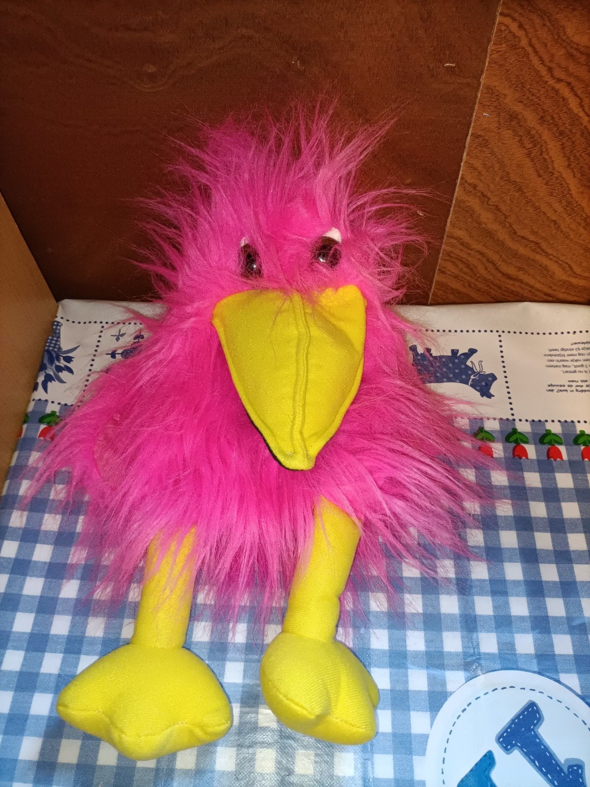 Roze kraai handpop vogel met piepje Family shop Gouda, Ophalen of Verzenden, Zo goed als nieuw, Overige typen