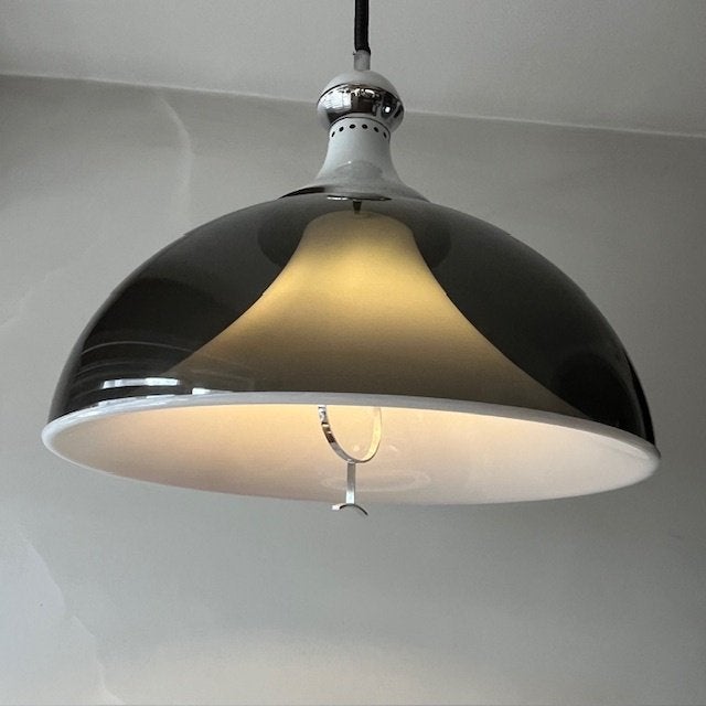 Vintage Stilux Milano Space Age Hanglamp – Rookglas, Ophalen, Gebruikt, E27 (groot), Nvt