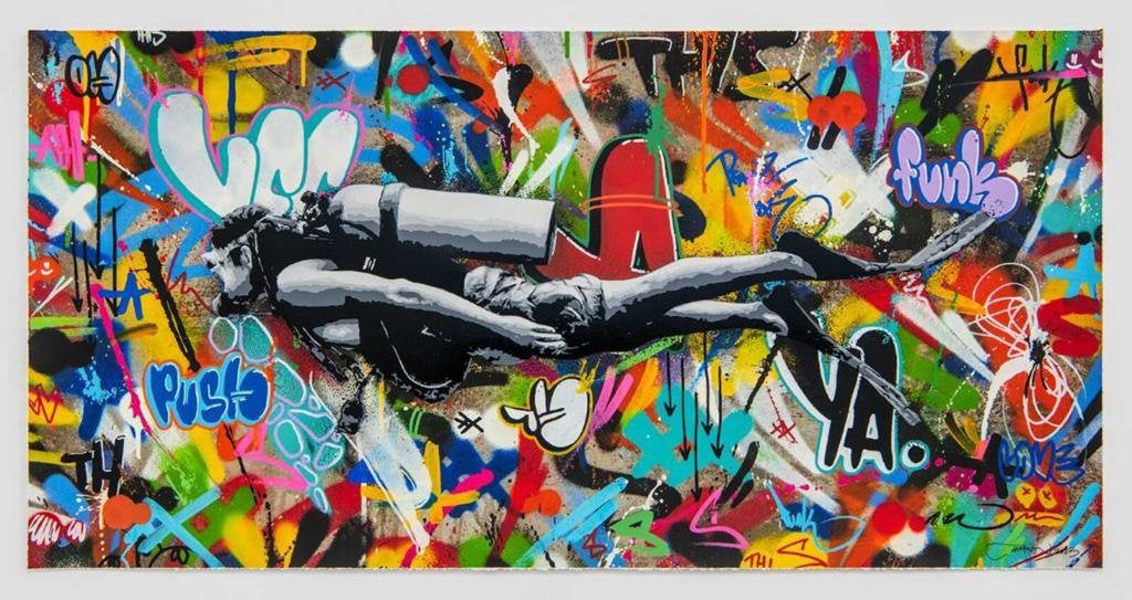 Martin Whatson – Scuba Diver (Main Edition) – Gesigneerd, Antiek en Kunst, Kunst | Litho's en Zeefdrukken, Zeefdruk, Gelimiteerde oplage
