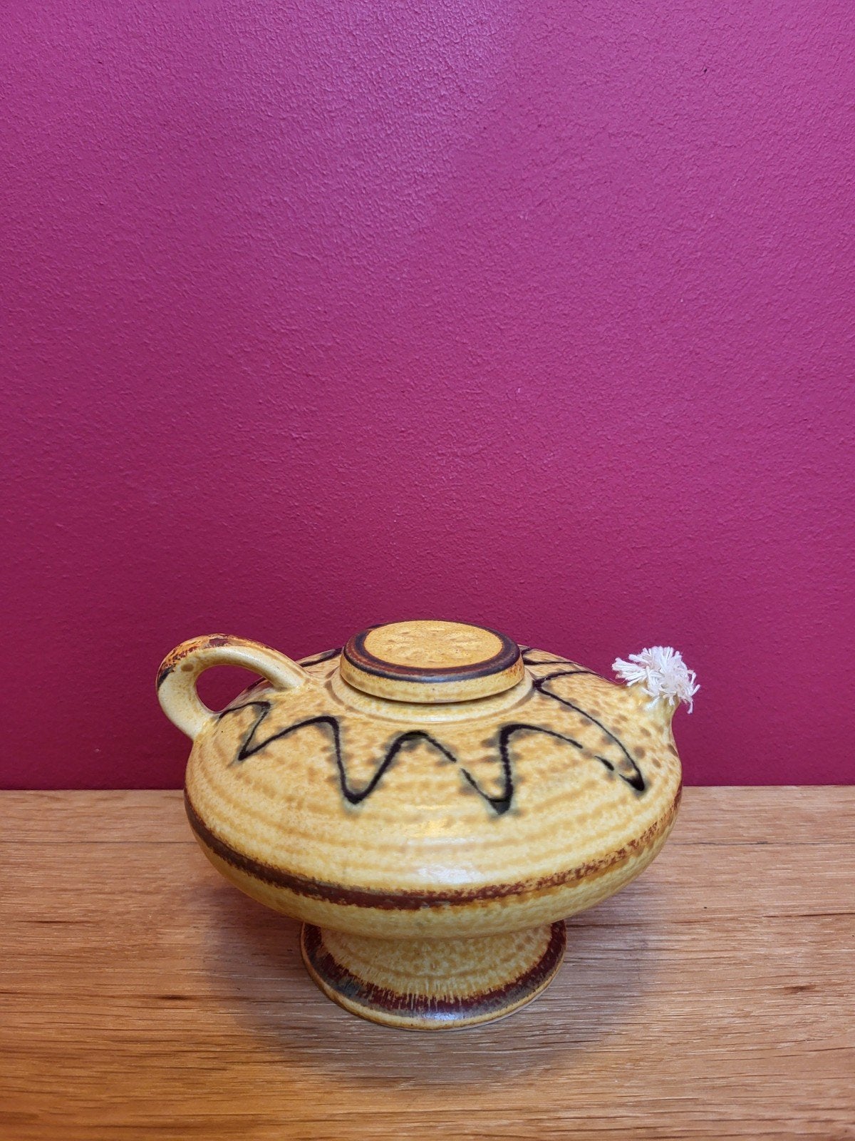 Vintage Aardewerk Olie Lampje - Uniek Decoratief Stuk, Ophalen of Verzenden
