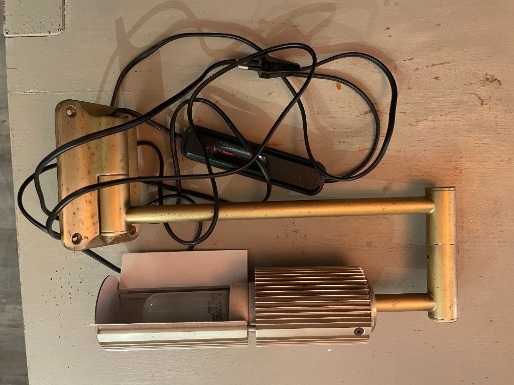 Vintage design wandlamp Haloprofil frauenknecht swiss lamps, Ophalen of Verzenden, Zo goed als nieuw, Goud, Metaal