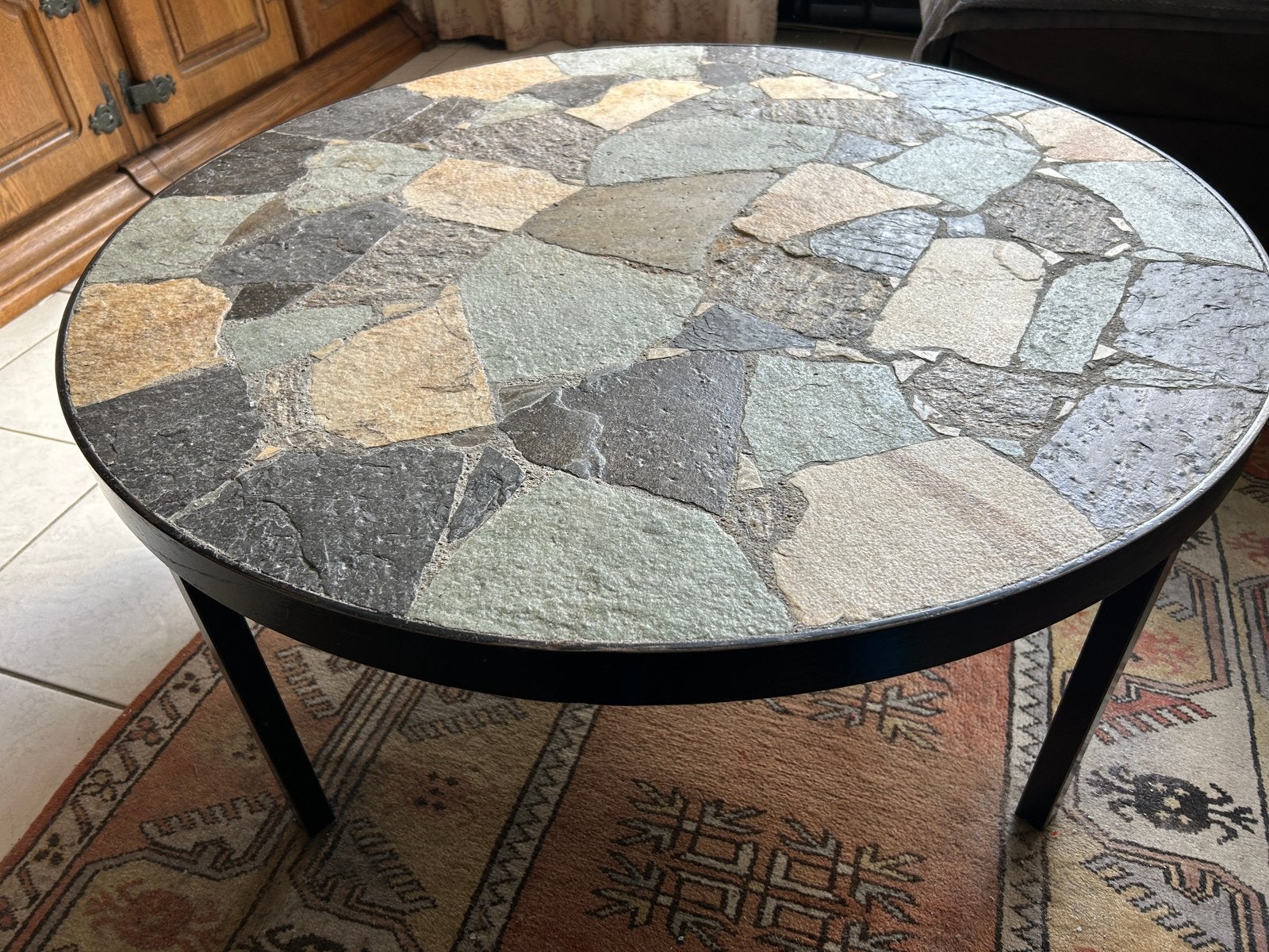 Salontafel rond natuursteen  (in Zoetermeer), Ophalen of Verzenden, Zo goed als nieuw, Rond, 50 tot 100 cm