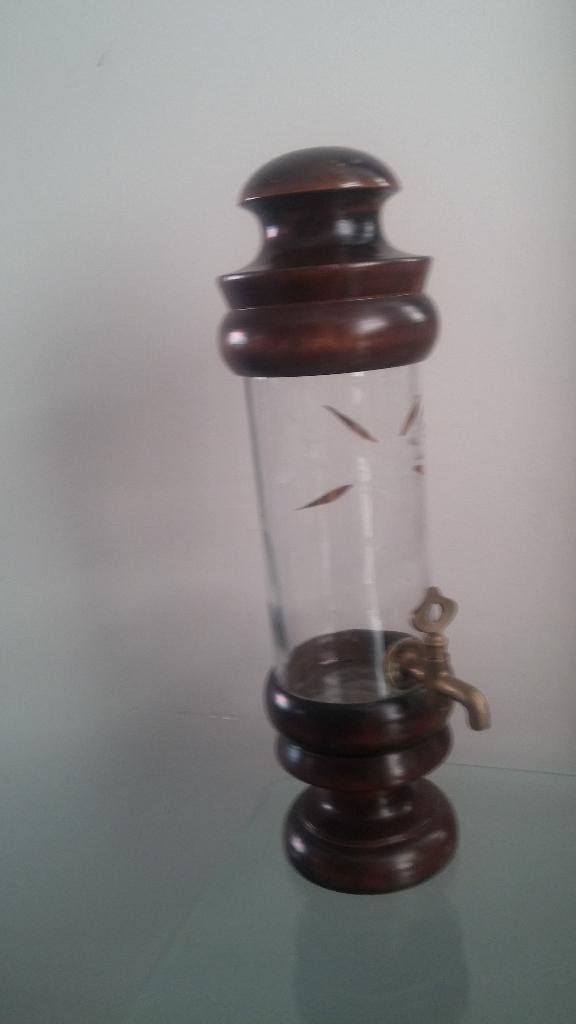 Kraantjesfles, mooi bewerkt in eikenhouten frame., Ophalen of Verzenden