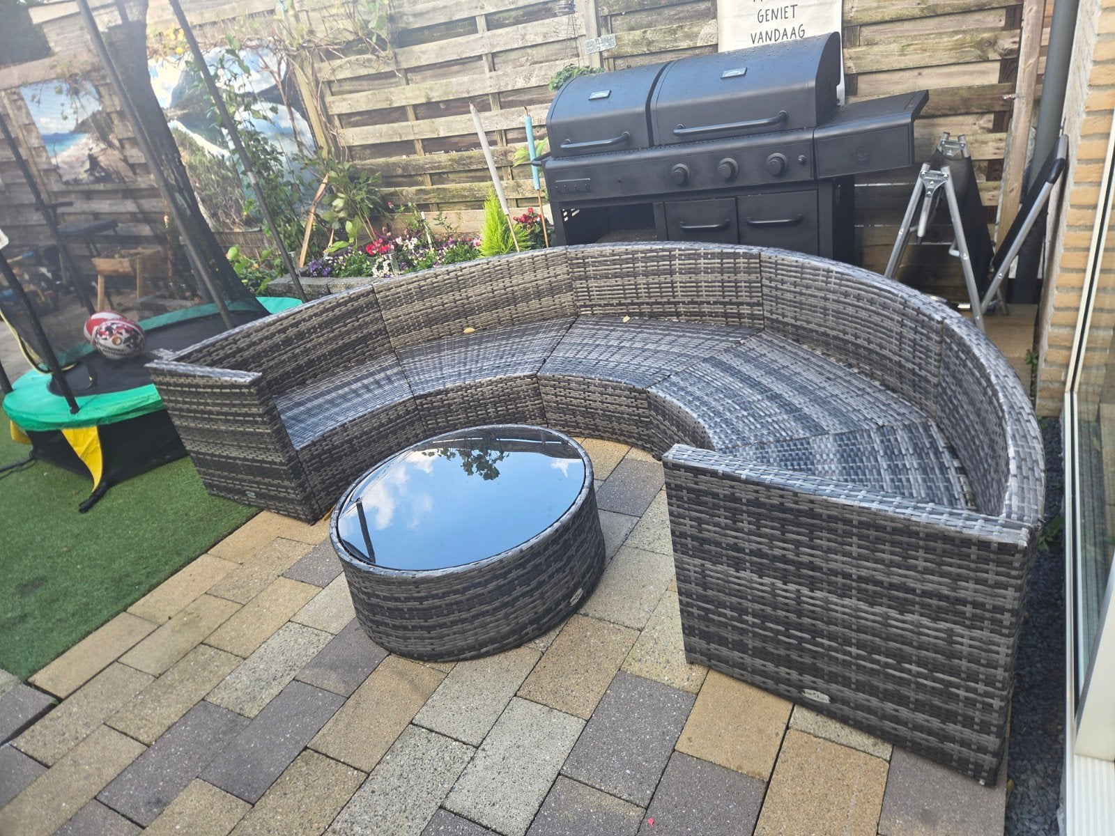 Wicker Tuinset - Loungeset met Salontafel, Tuin en Terras, Gebruikt, Bank, Ophalen of Verzenden, Loungeset