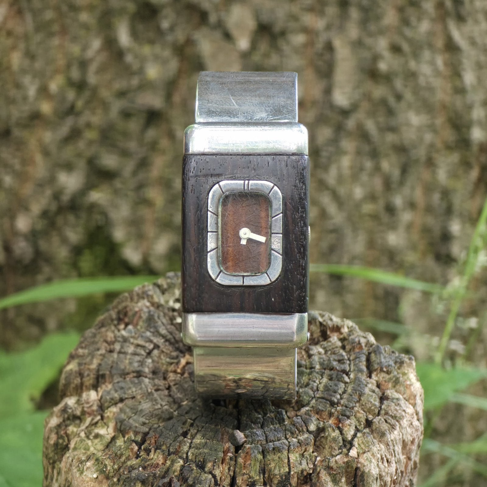 Vintage Lanvin Paris zilveren Armbandhorloge Houten Kast, Overige merken, Leer, Polshorloge, Ophalen of Verzenden