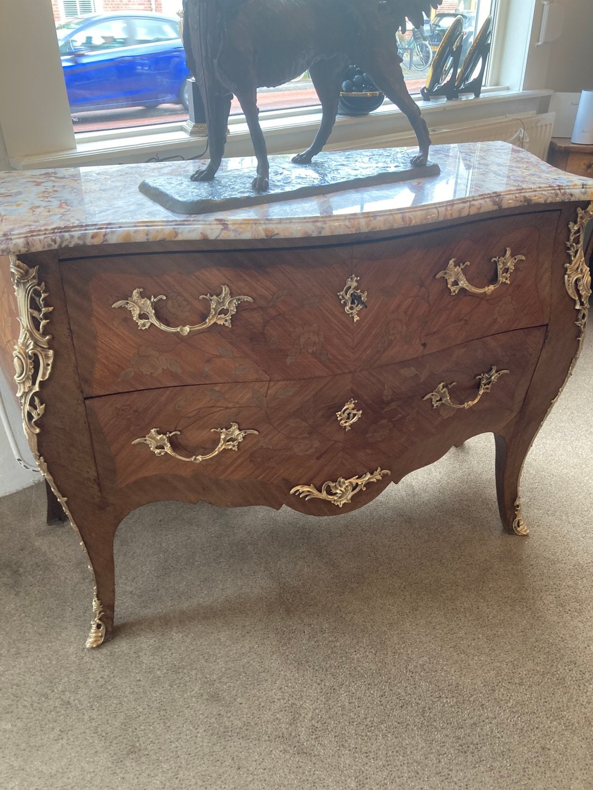 Mooie antieke franse marqueterie commode, Antiek en Kunst, Ophalen