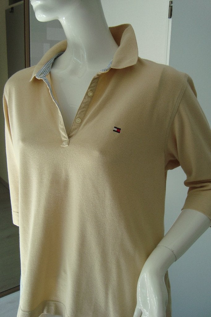 POLO BEIGE TOMMY HILFIGER MT XL, Kleding | Dames, Verzenden, Beige, Maat 42/44 (L), Zo goed als nieuw