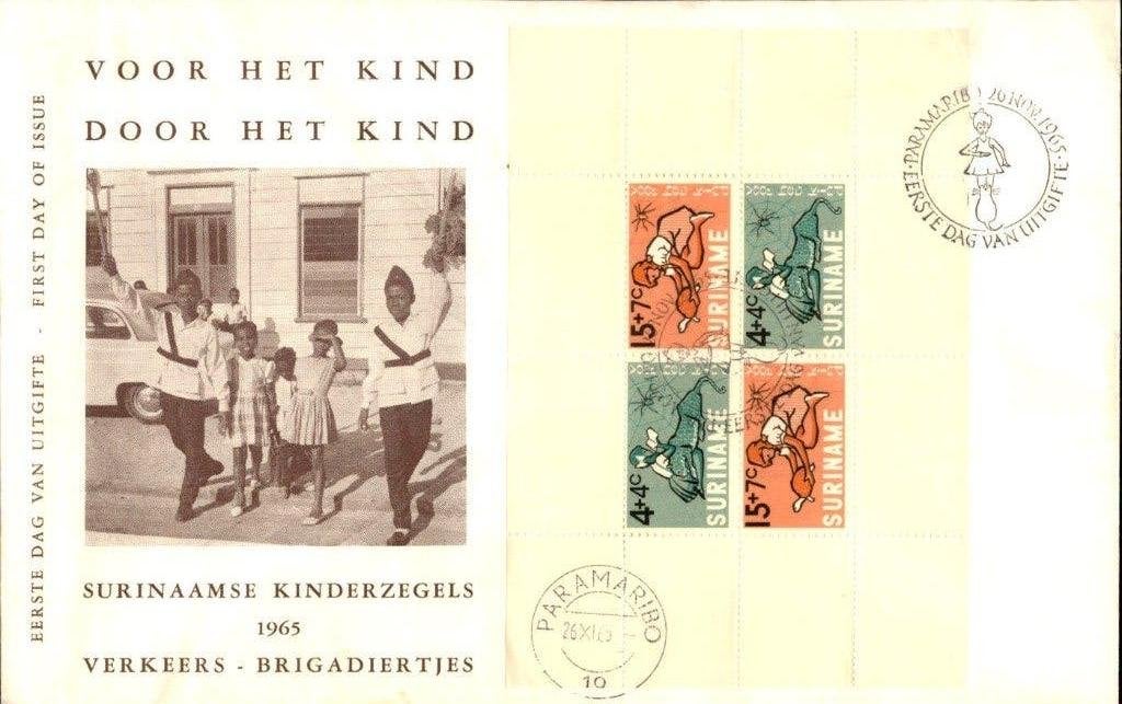 Suriname - Blok voor het Kind - FDC - 1965, Postzegels en Munten, Brieven en Enveloppen | Nederland, Verzenden, Envelop