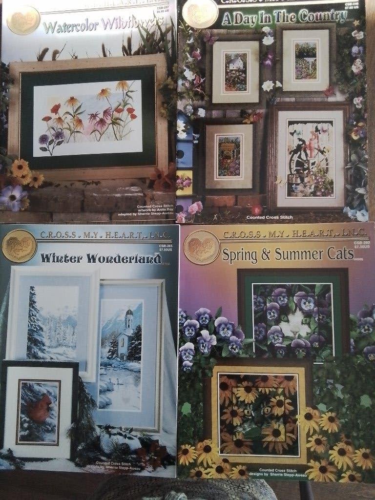 4 patronen van cross my heart, met bloemen , winter in, Ophalen of Verzenden, Zo goed als nieuw, Handborduren, Patroon