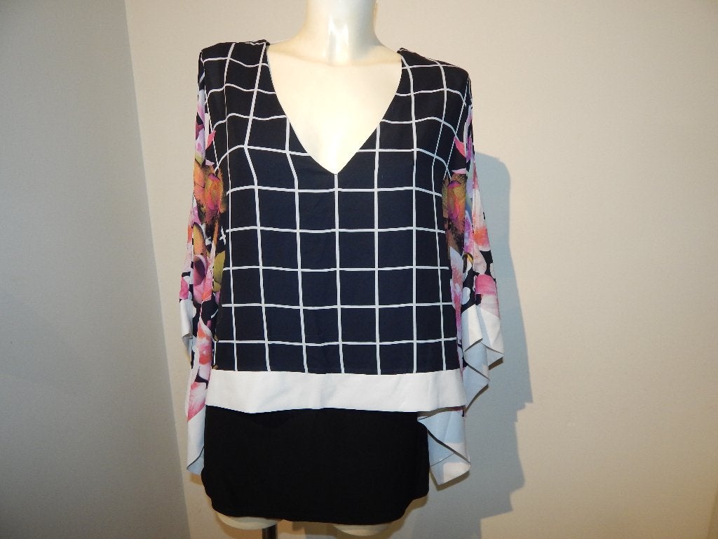 Joseph Ribkoff prachtige top vlinder mouw bloemen D40, Maat 38/40 (M), Joseph Ribkoff, Zo goed als nieuw, Lange mouw