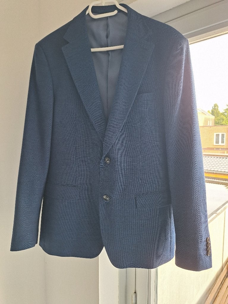 WE Fashion blauw heren colbert in maat 52, Kleding | Heren, Maat 52/54 (L), Blauw, Ophalen of Verzenden, Zo goed als nieuw