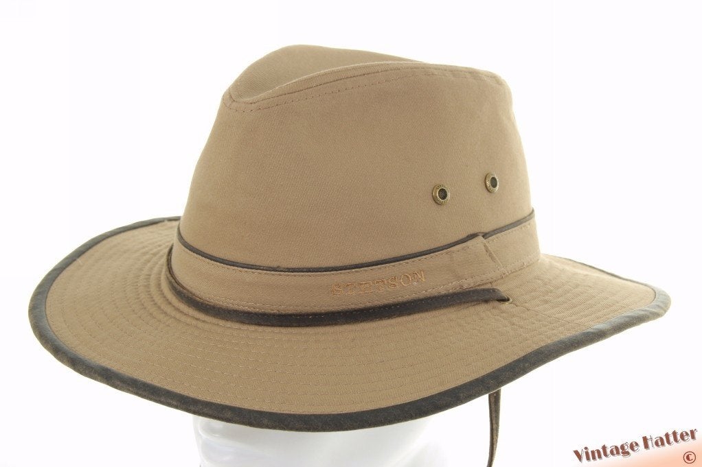 Outdoor gleufhoed Stetson Tarnell Traveller beige katoen 61, 60 cm (XL, 7½ inch) of meer, Stetson, Hoed, Nieuw