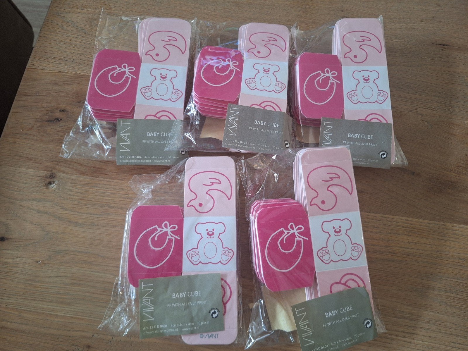 5x 10 Baby cube roze wit van Vivant, Ophalen of Verzenden, Nieuw, Kraamcadeau