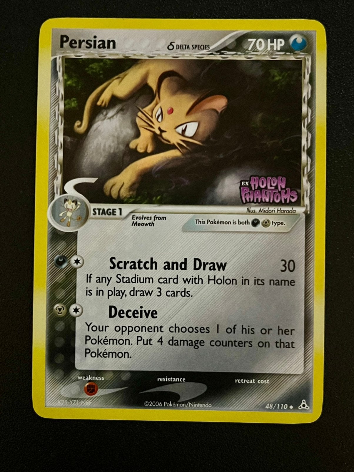 Persian (HP48) Pokémon - EX Holon Phantoms Stamped, Ophalen of Verzenden, Zo goed als nieuw