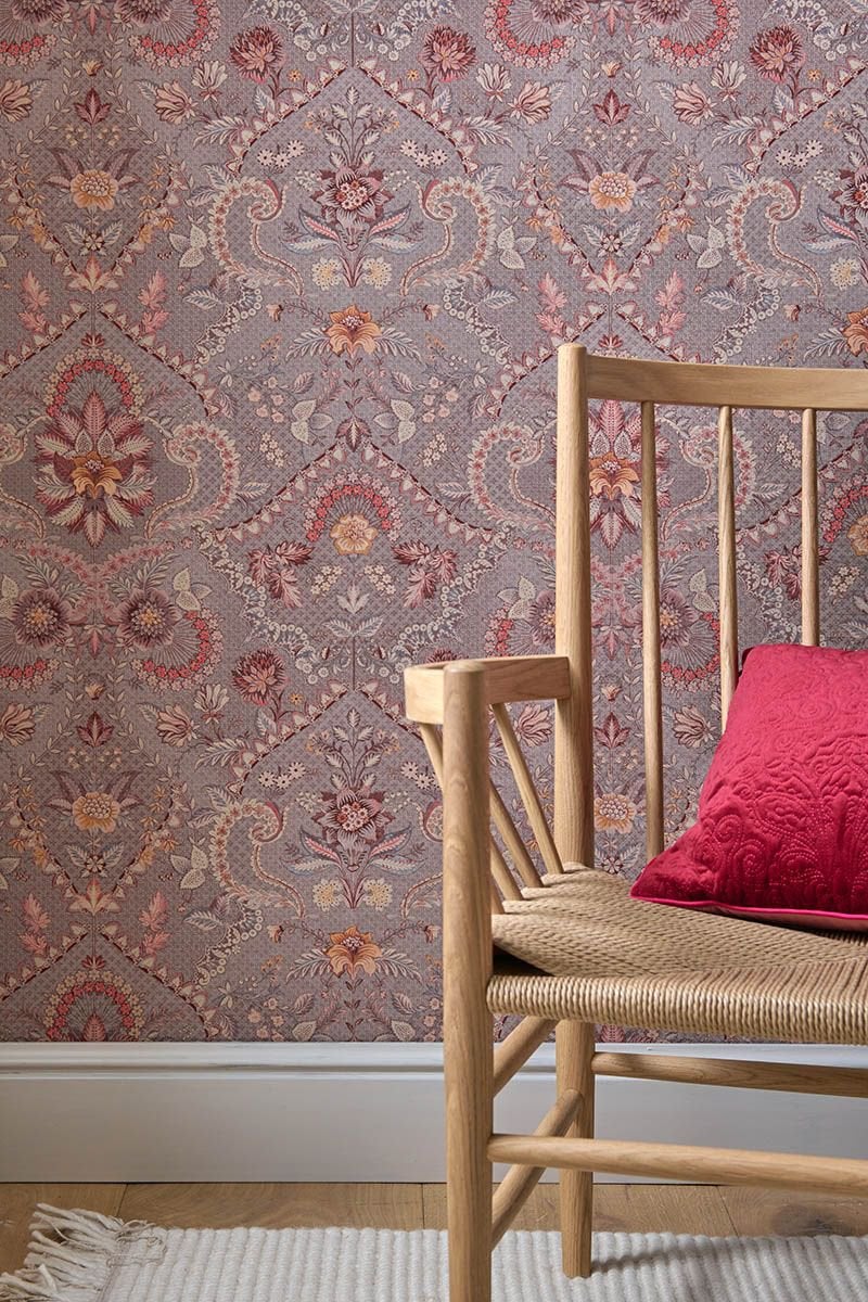 Pip Studio Saluti Vinylbehang Mauve, Ophalen, Bloemen, 5 tot 10 m², Romantisch