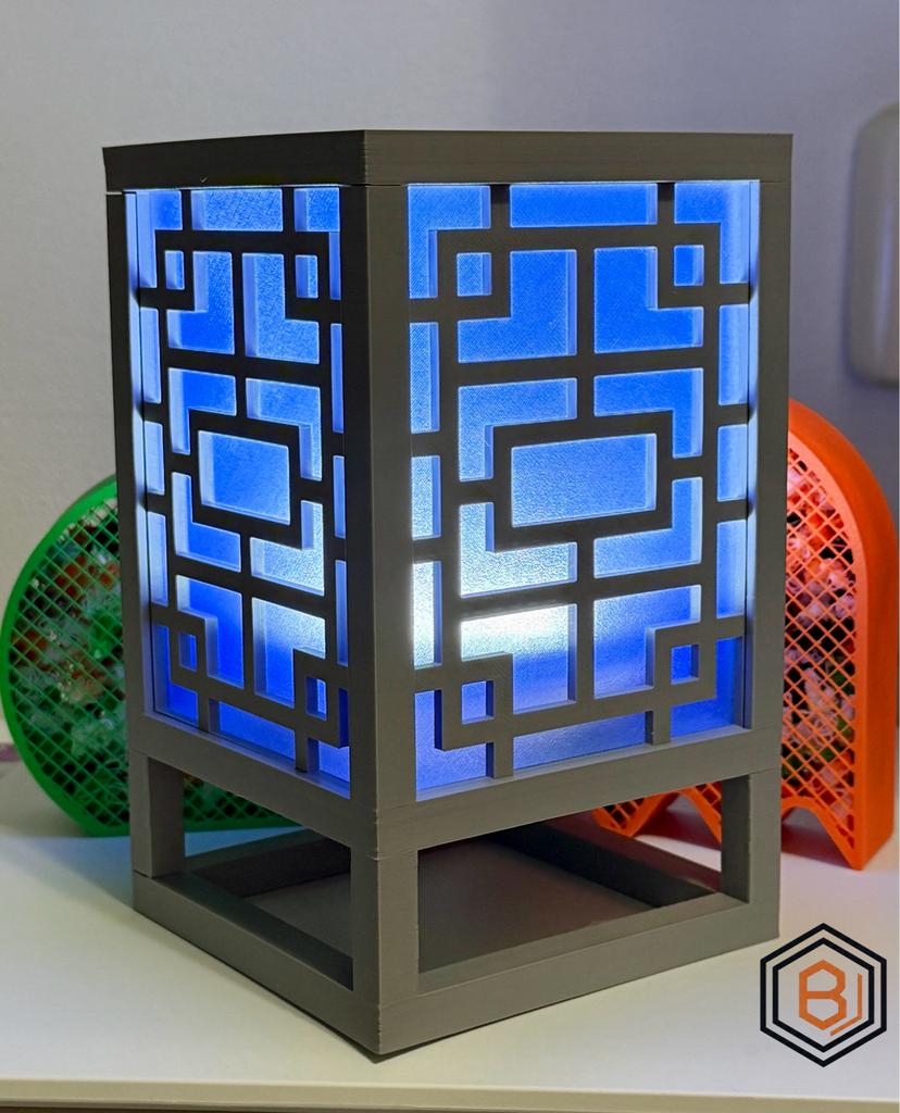 Moderne Japans-geïnspireerde LED lantaarn – 3D geprint, Huis en Inrichting, Japandi, Kunststof, Nieuw, Ophalen of Verzenden