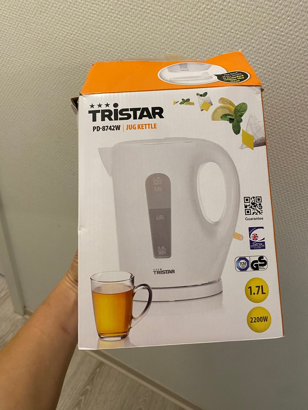 Tristar PD-8742W Waterkoker - 1.7L, 2200W, 1 tot 2 liter, Ophalen of Verzenden, Nieuw