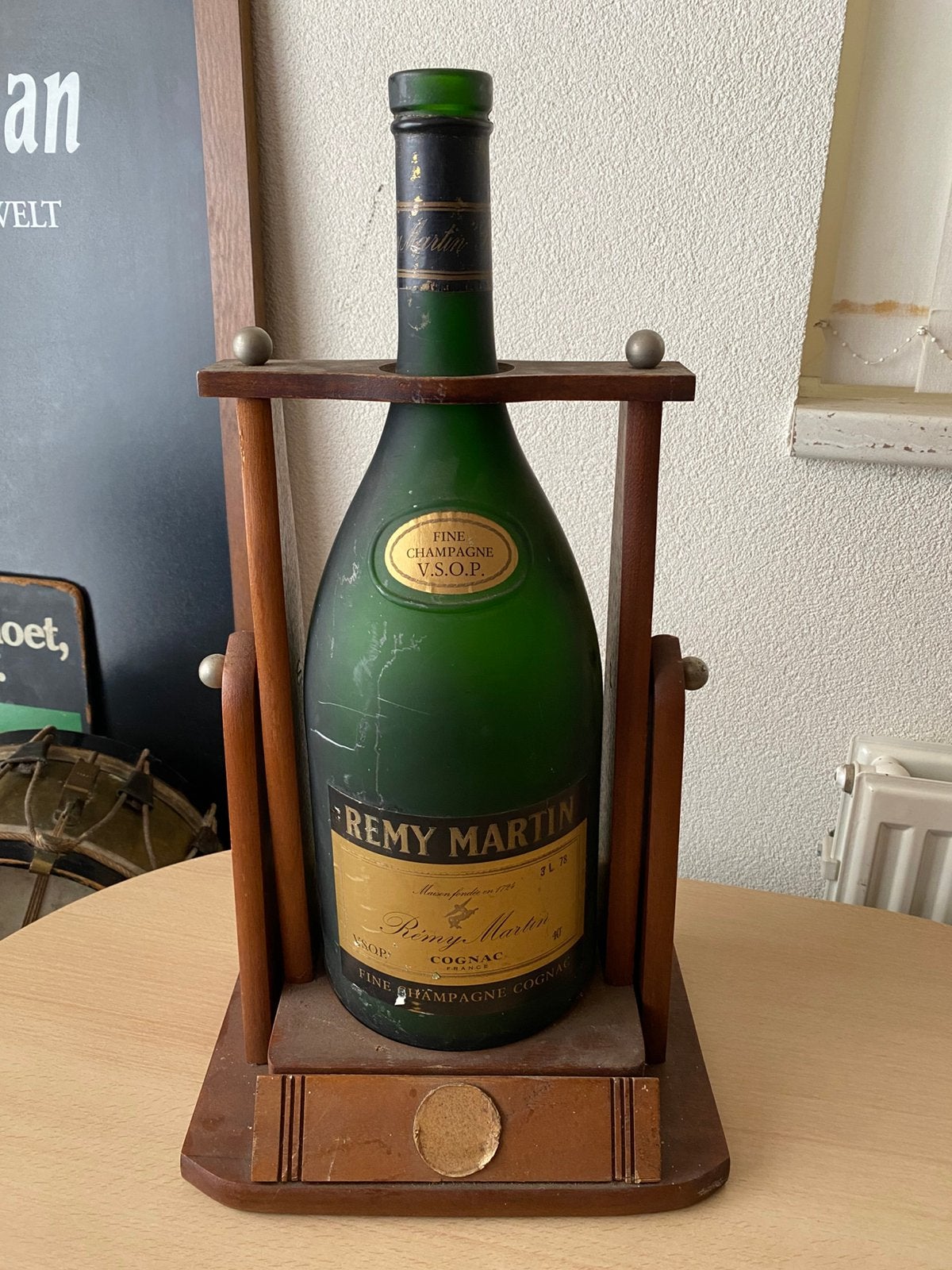 flessenhouder Remy Martin cognac schommelschenker + 3L fles, Ophalen of Verzenden, Gebruikt, Frankrijk, Overige typen