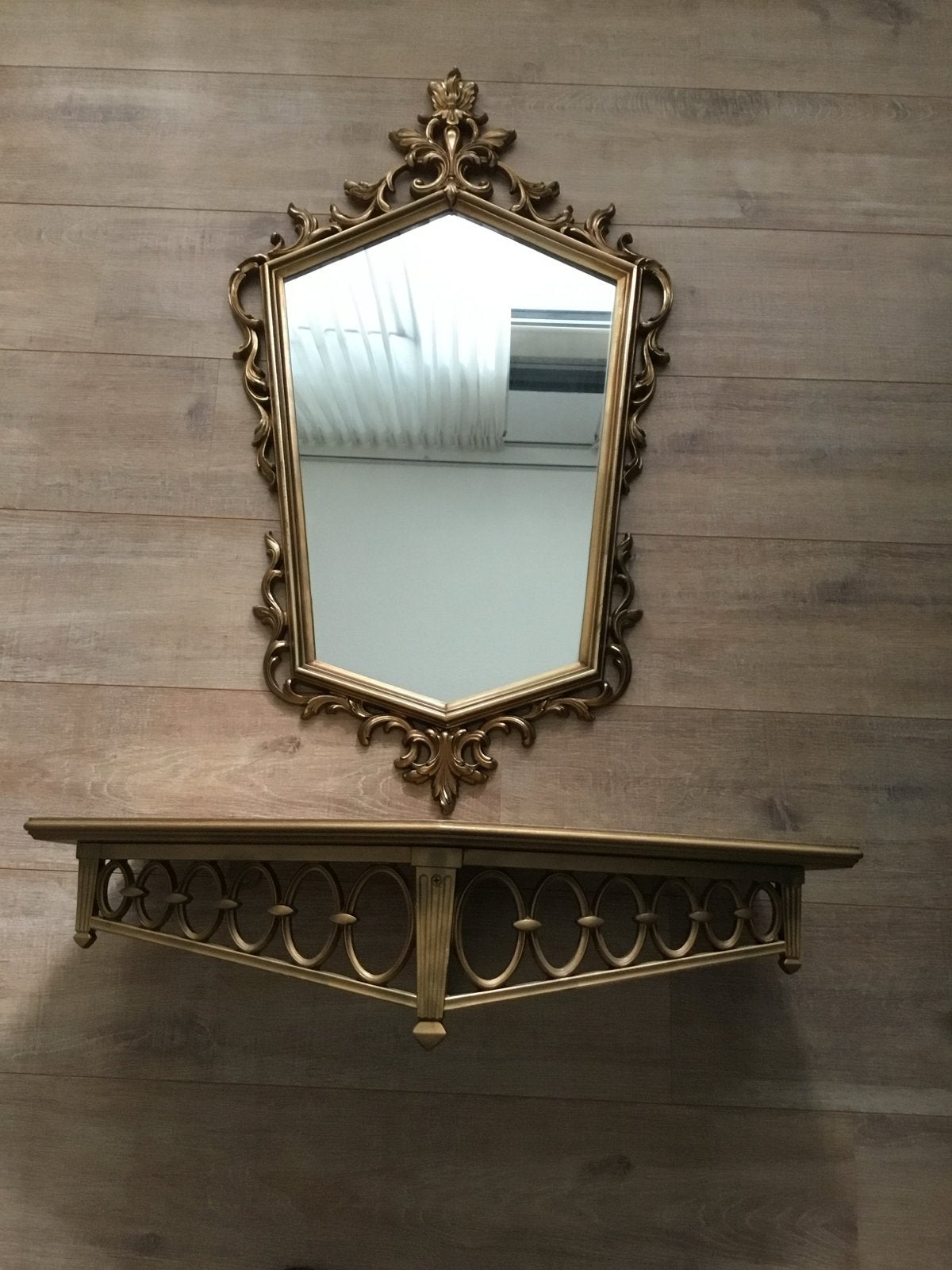 Vintage Gouden Spiegel met Console - Barok Stijl, Ophalen, Overige vormen, 50 tot 100 cm, Minder dan 100 cm