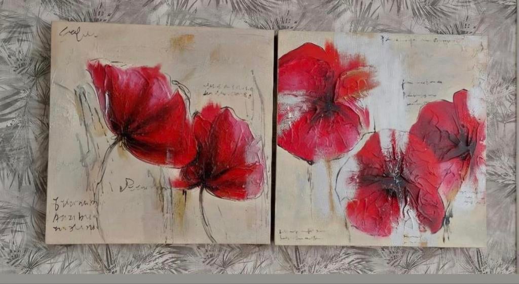 Schilderij: Rode Klaprozen - Set van 2 stuks, Ophalen