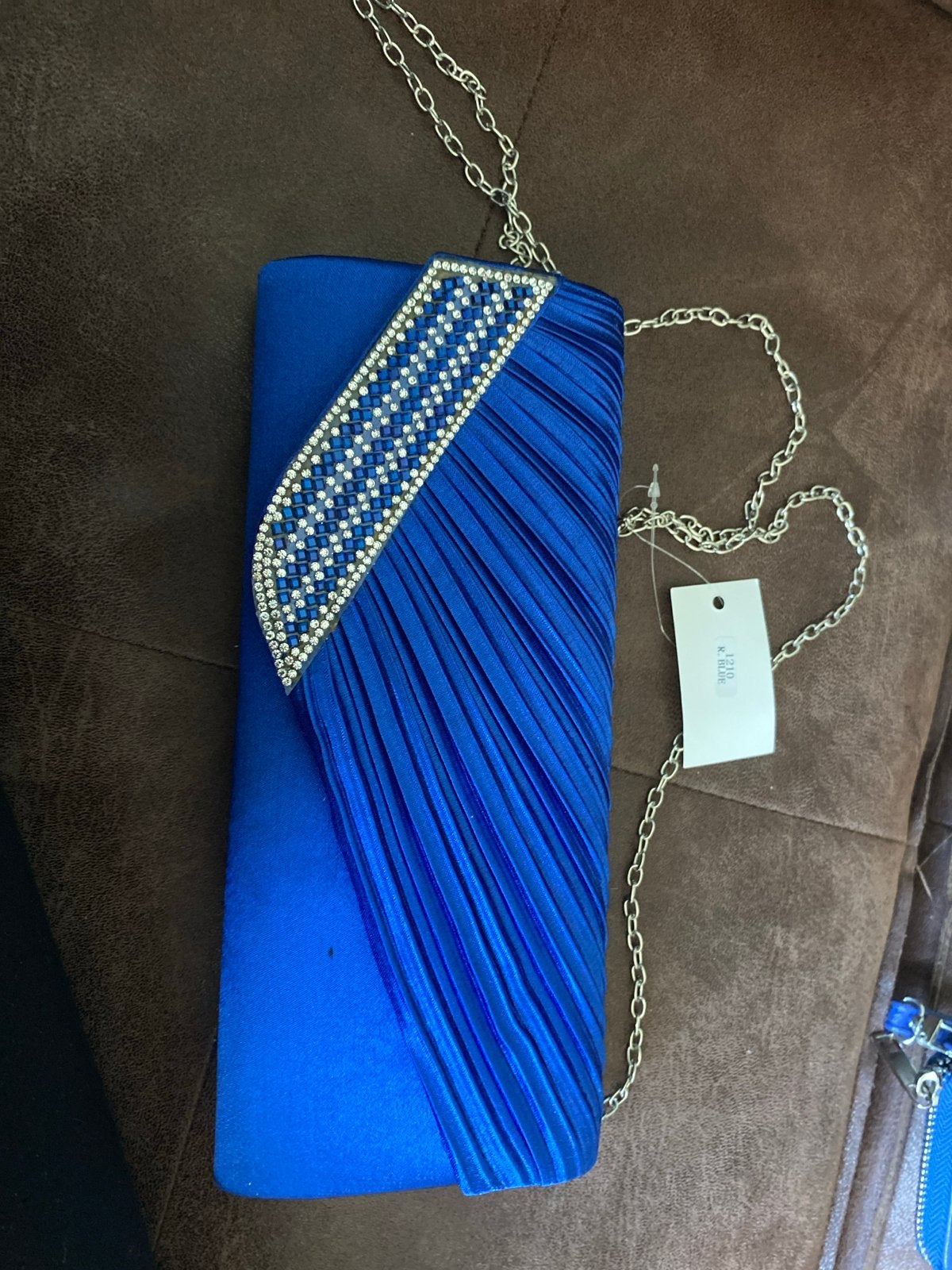 Prachtige blauwe avondtas met strass en ketting nieuw, Sieraden, Tassen en Uiterlijk, Ophalen of Verzenden, Nieuw, Blauw, Avondtasje