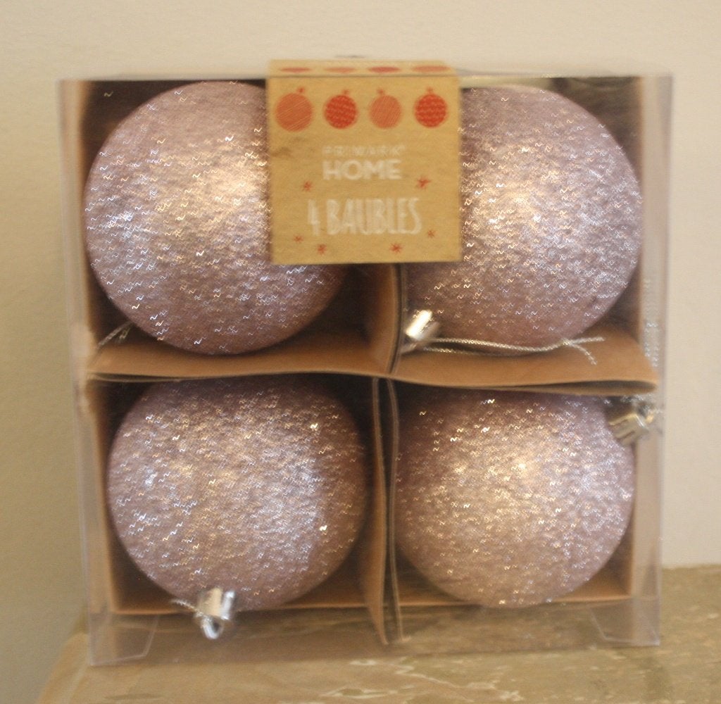 set van 4 roze glitter ballen kunststof, Ophalen of Verzenden, Gebruikt