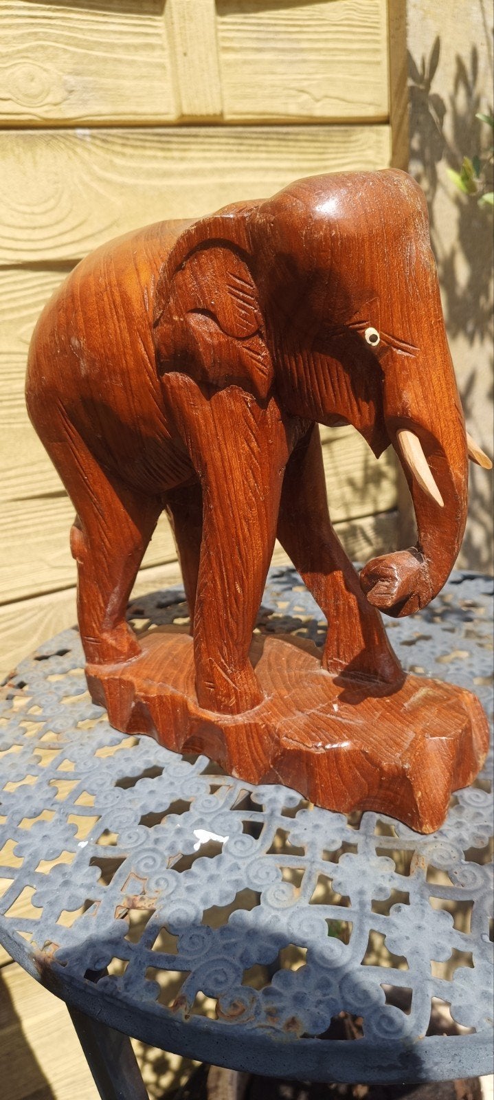Vintage Houten Olifant Beeld - Handgesneden Decoratie, Ophalen of Verzenden