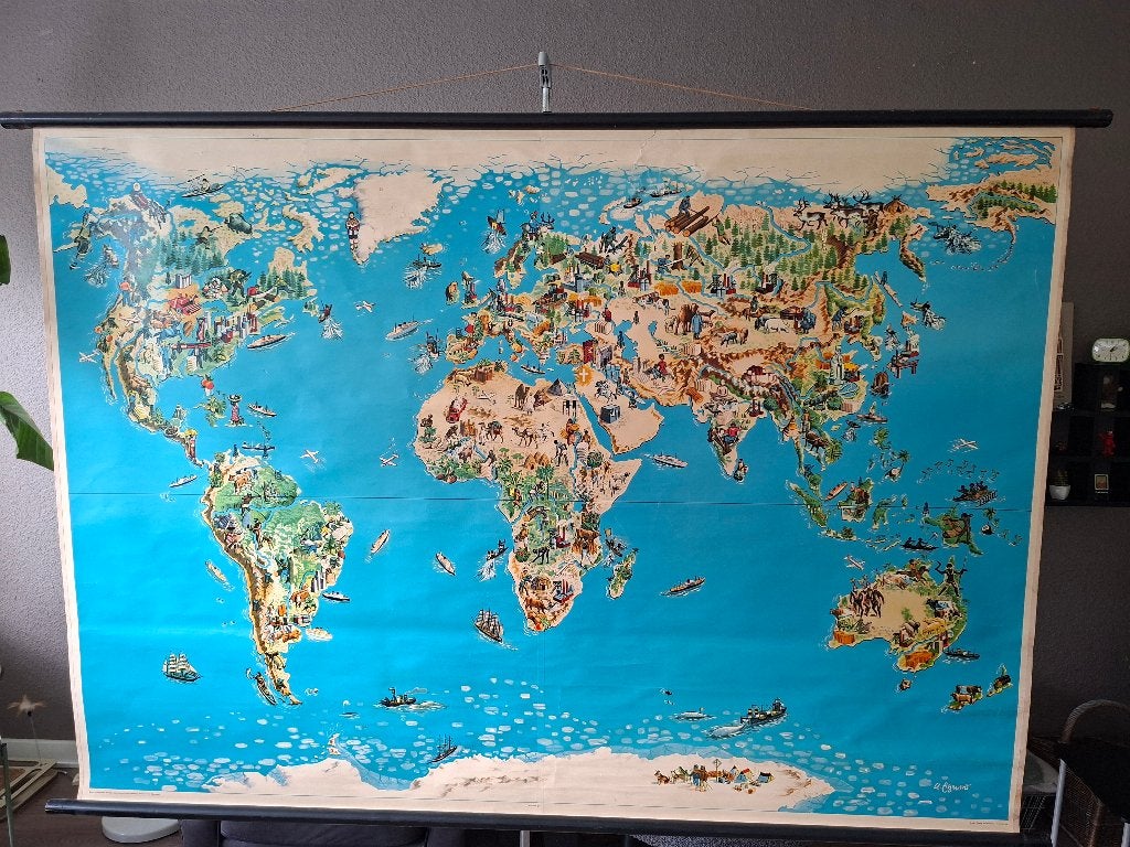 Schoolkaart Wereldkaart, Ophalen, Aardrijkskunde