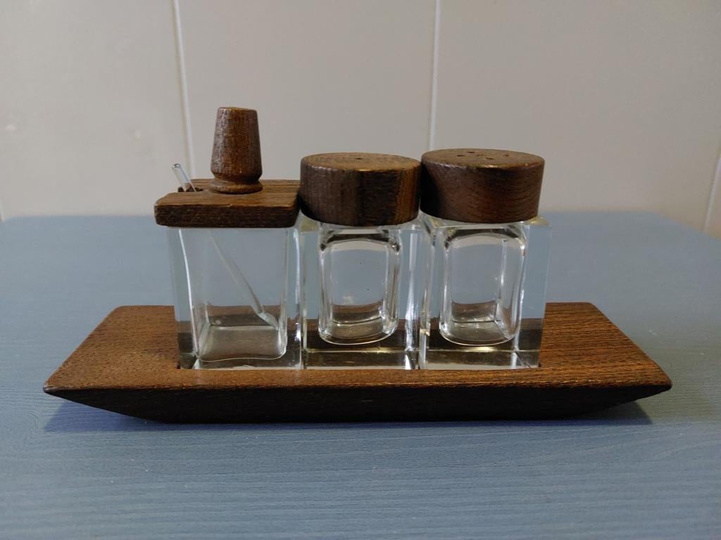 Teakhouten peper/zout suikerpotjes Deens design zgan, Ophalen of Verzenden