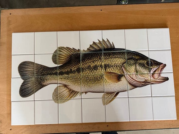 Unieke Tegeltableau Snoekbaars - Handgemaakt Kunstwerk, Ophalen of Verzenden