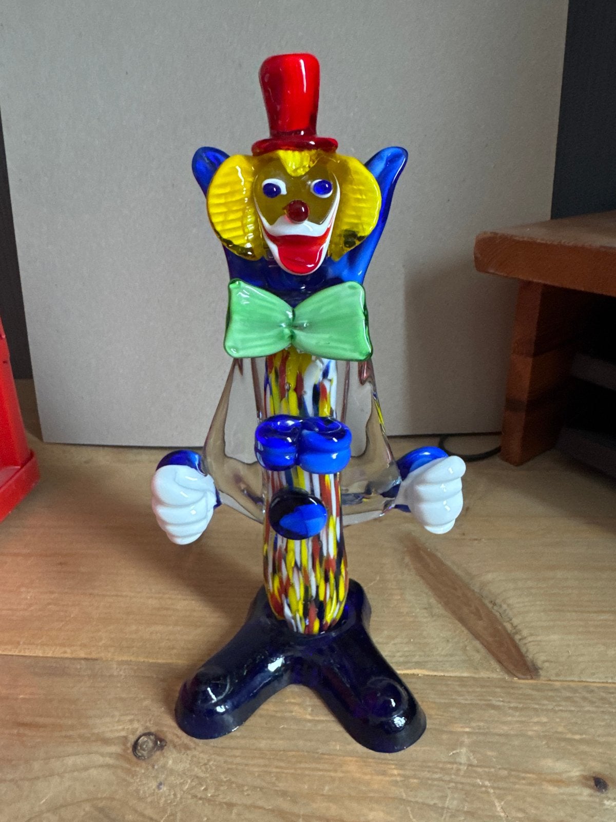 Kleurrijk glazen clown beeldje, handgemaakt, Minder dan 20 cm, Ophalen of Verzenden, Handgemaakt, Beeld
