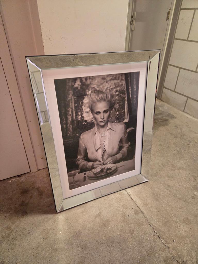 Aro Wonen Spiegellijst Zwart Wit Eric Kuster 70x90cm, Ophalen, Minder dan 50 cm, Zo goed als nieuw, Minder dan 50 cm