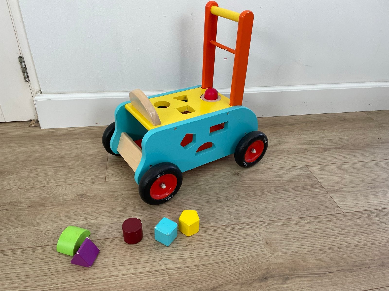 Vilac Houten Duwauto met Vormenstoof - Kinder Speelgoed, Ophalen, Gebruikt, Duw- of Trekspeelgoed
