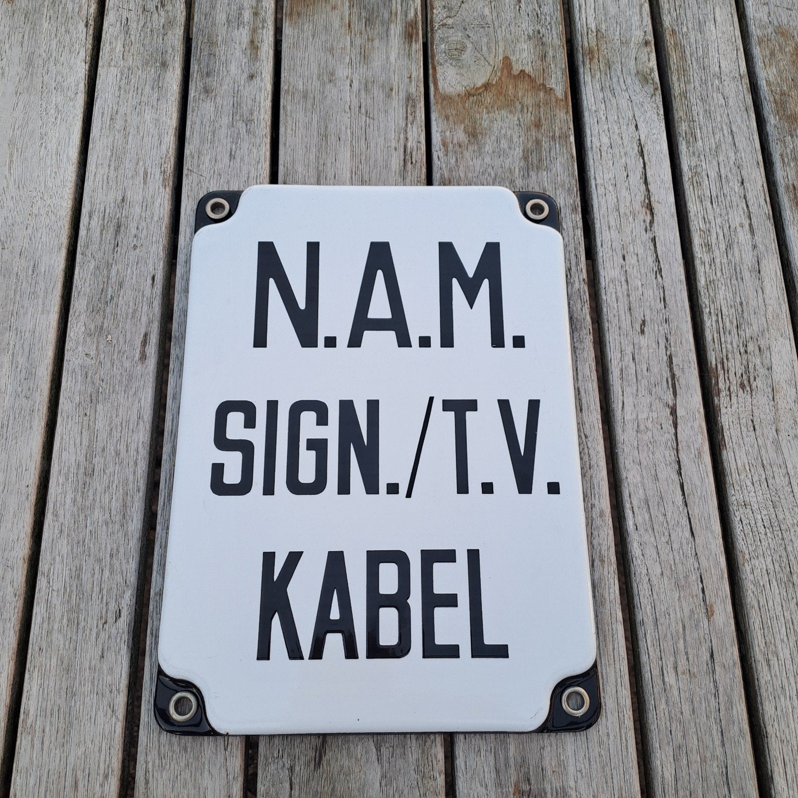 antiek bordje tv kabel 25x18cm, Ophalen of Verzenden