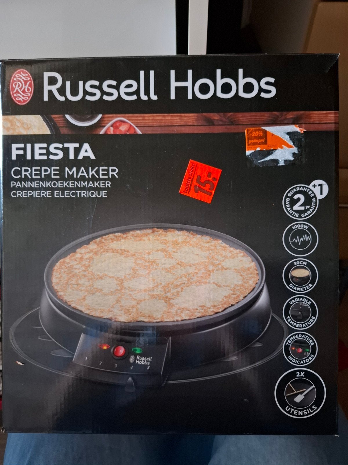 Russell Hobbs Fiesta Crêpe Maker - Nieuw in doos, Ophalen, Zo goed als nieuw