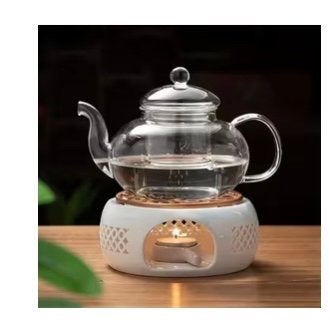Glazen Theepot met Theelichtje - Nieuw in Doos, Glas, Nieuw, Wit, Overige merken