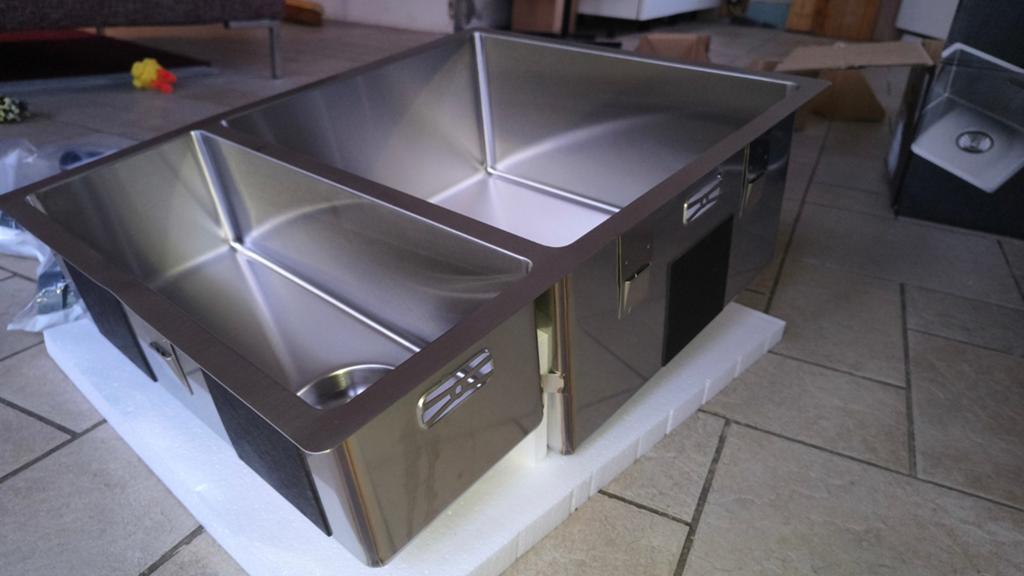 Caressi RVS Keukenspoelbak 34+15x40 - Nieuw, Ophalen, Overige typen, Metaal, Overige merken