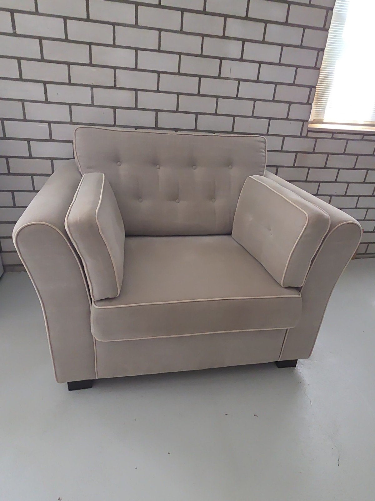 beige fauteuil landelijk, Huis en Inrichting, Ophalen, Gebruikt, Landelijk, Stof