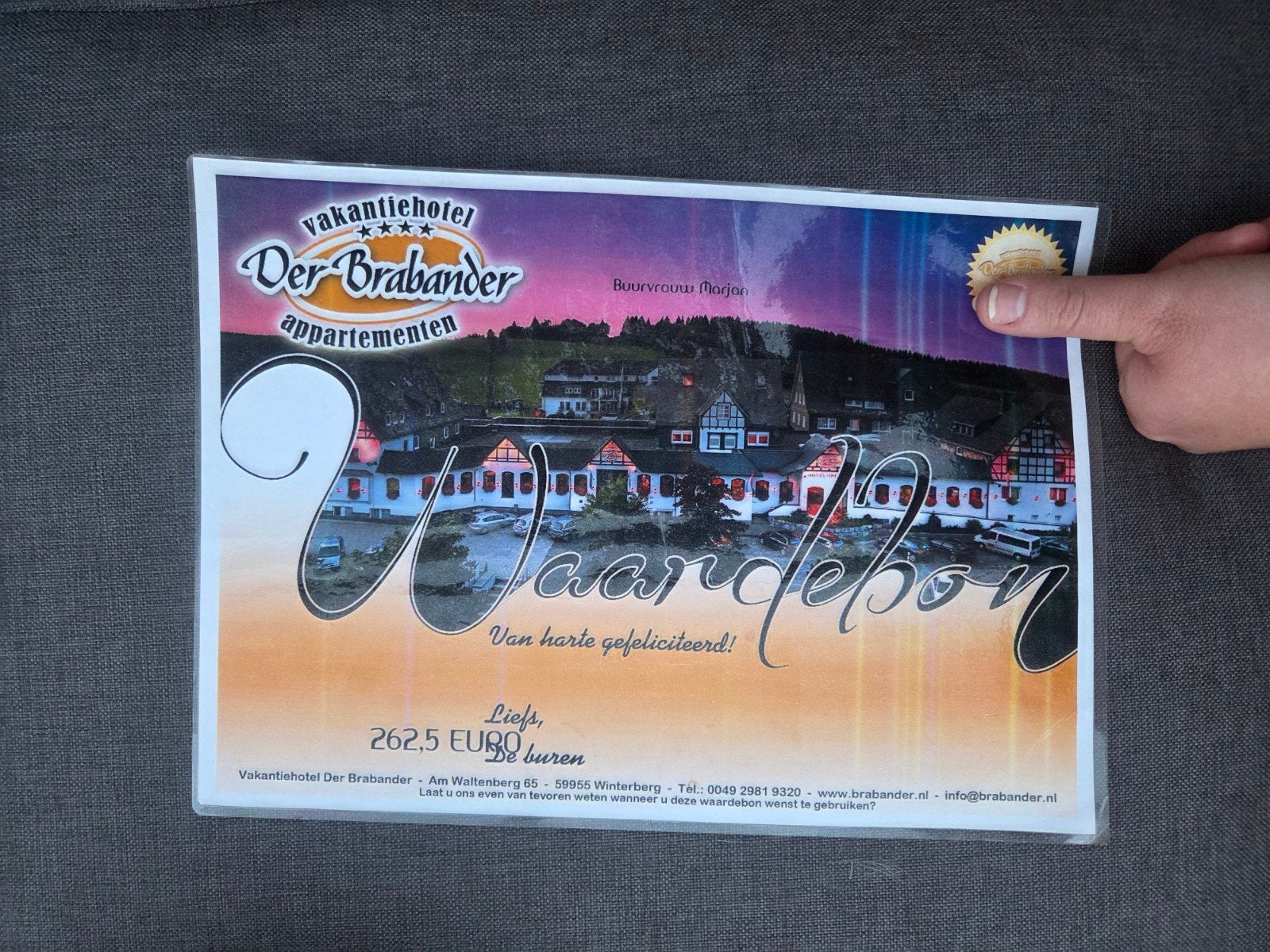 Cadeaubon Van Vakantie Hotel Der Brabander, Cadeaubon