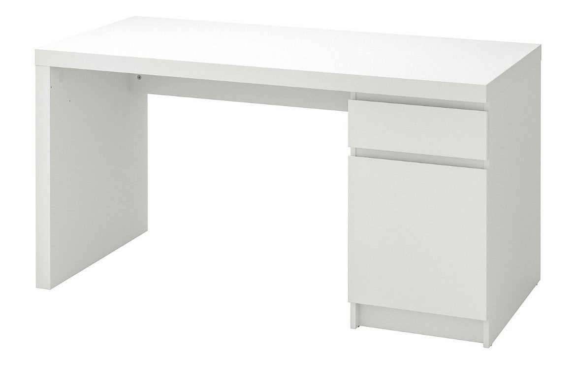 IKEA MALM bureau wit 140x65 cm met lades, Ophalen, Met lades, Spaanplaat of MDF, IKEA
