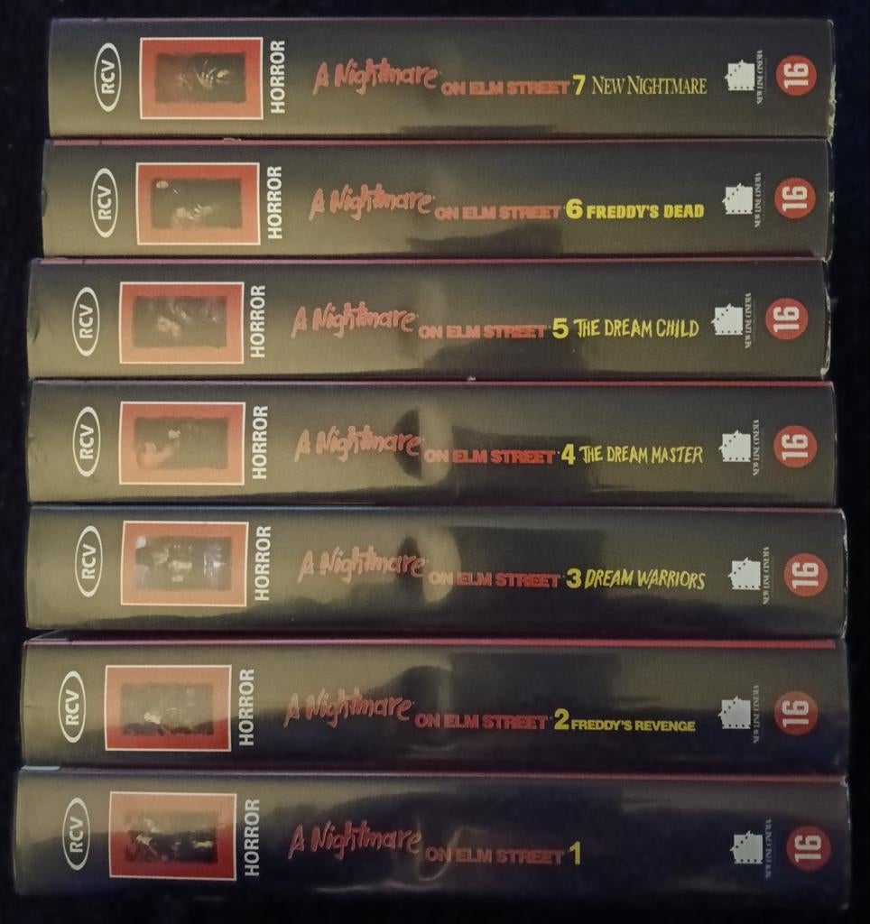 A Nightmare On Elm Street 1 t/m 7 vhs, Cd's en Dvd's, VHS | Film, Vanaf 16 jaar, Ophalen of Verzenden, Zo goed als nieuw, Horror