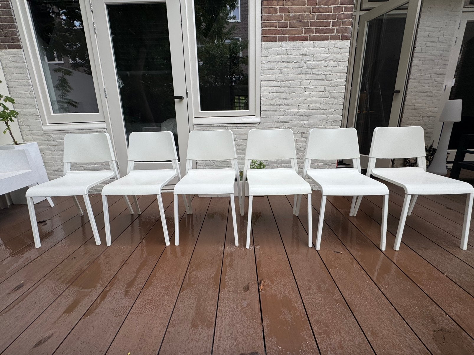 6x TEODORES IKEA Wit, Tuin en Terras, Tuinstoelen, Ophalen, Gebruikt, Kunststof, Stapelbaar