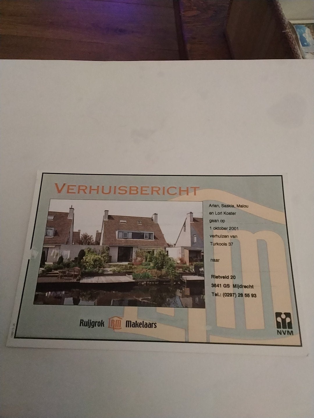 Verhuisbericht ansichtkaart 2001 - Ruijgrok Makelaars, Ophalen of Verzenden, 1980 tot heden, Noord-Holland
