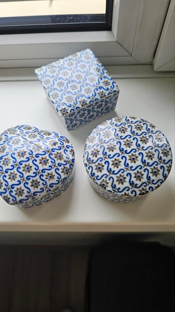 3x Opbergvakjes met Delfts Blauw patroon - Puntgaaf, Ophalen of Verzenden, Zo goed als nieuw