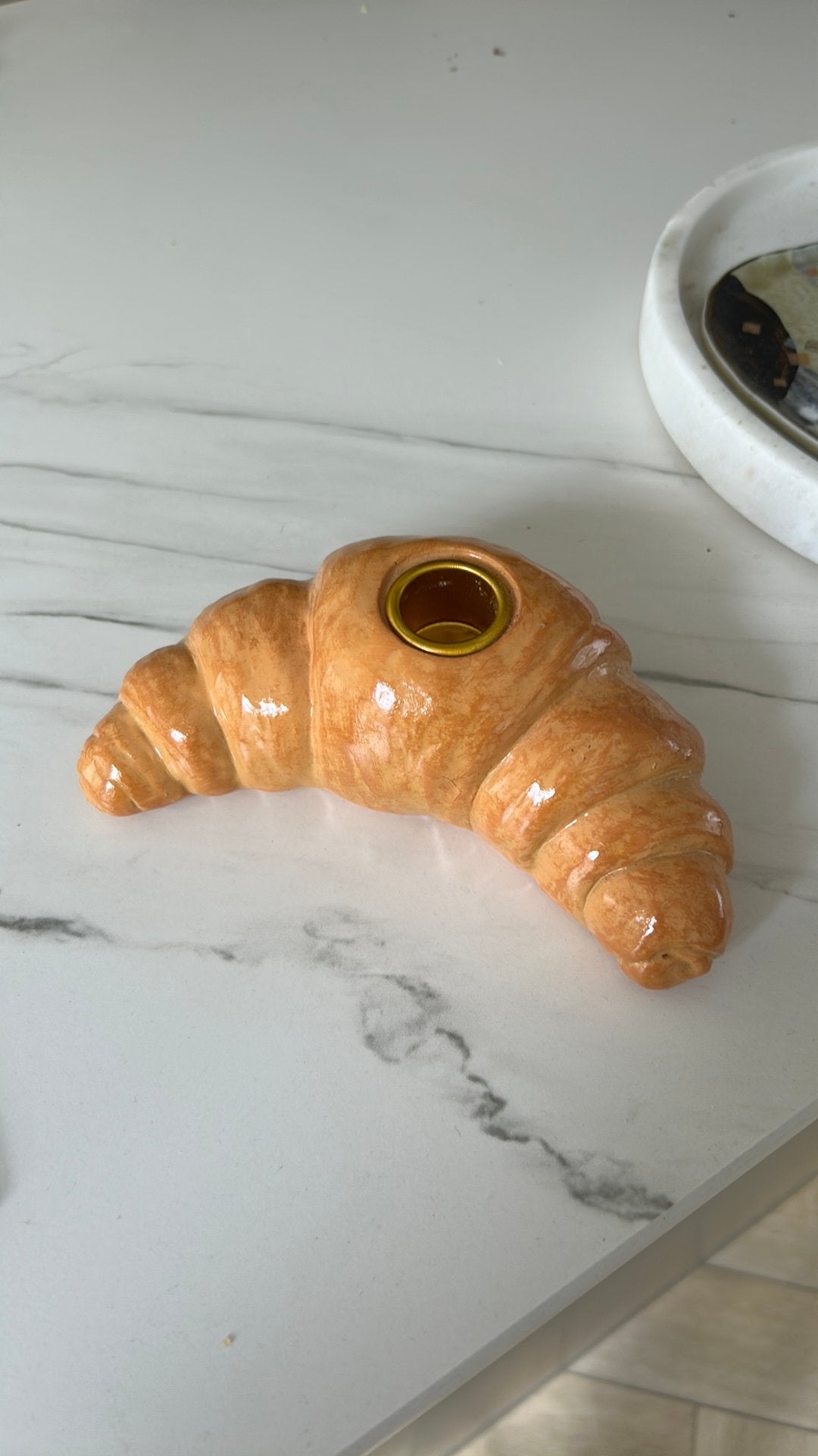 Croissant Kandelaar - Uniek en Decoratief, Bruin, Ophalen of Verzenden, Zo goed als nieuw, Steen/keramiek