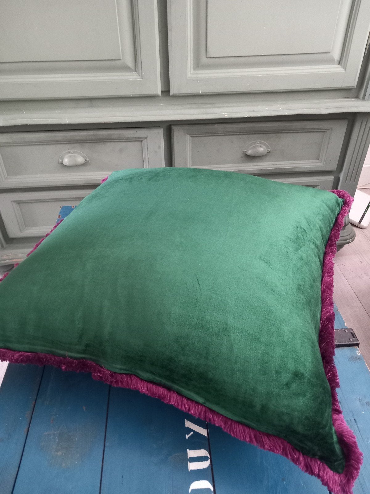 Colmore velvet sierkussen XL, Ophalen of Verzenden, Nieuw, Groen, Vierkant