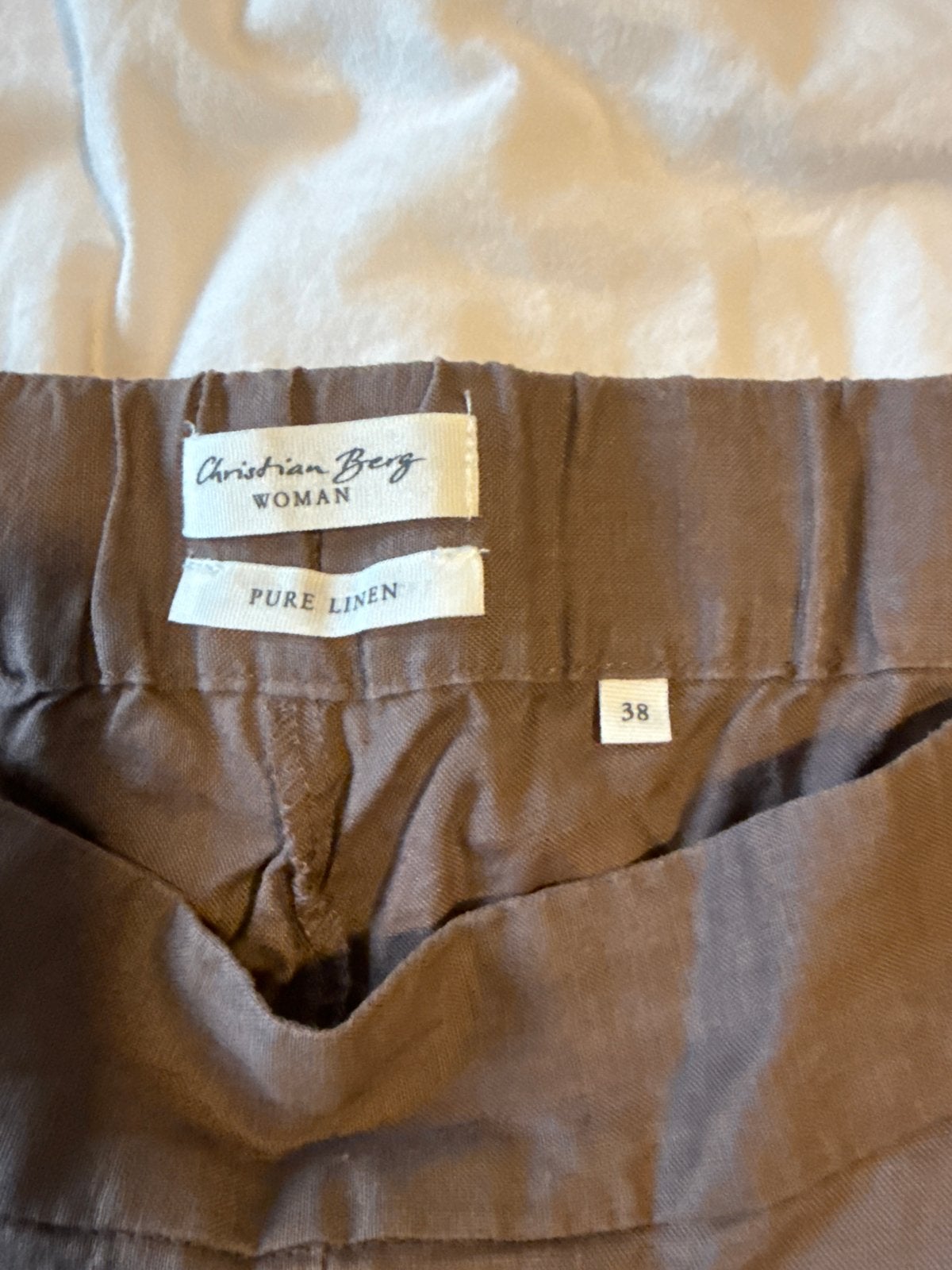 Christian Berg Pure Linnen Zomer Broek Maat 38, Maat 38/40 (M), Bruin, Ophalen of Verzenden, Zo goed als nieuw