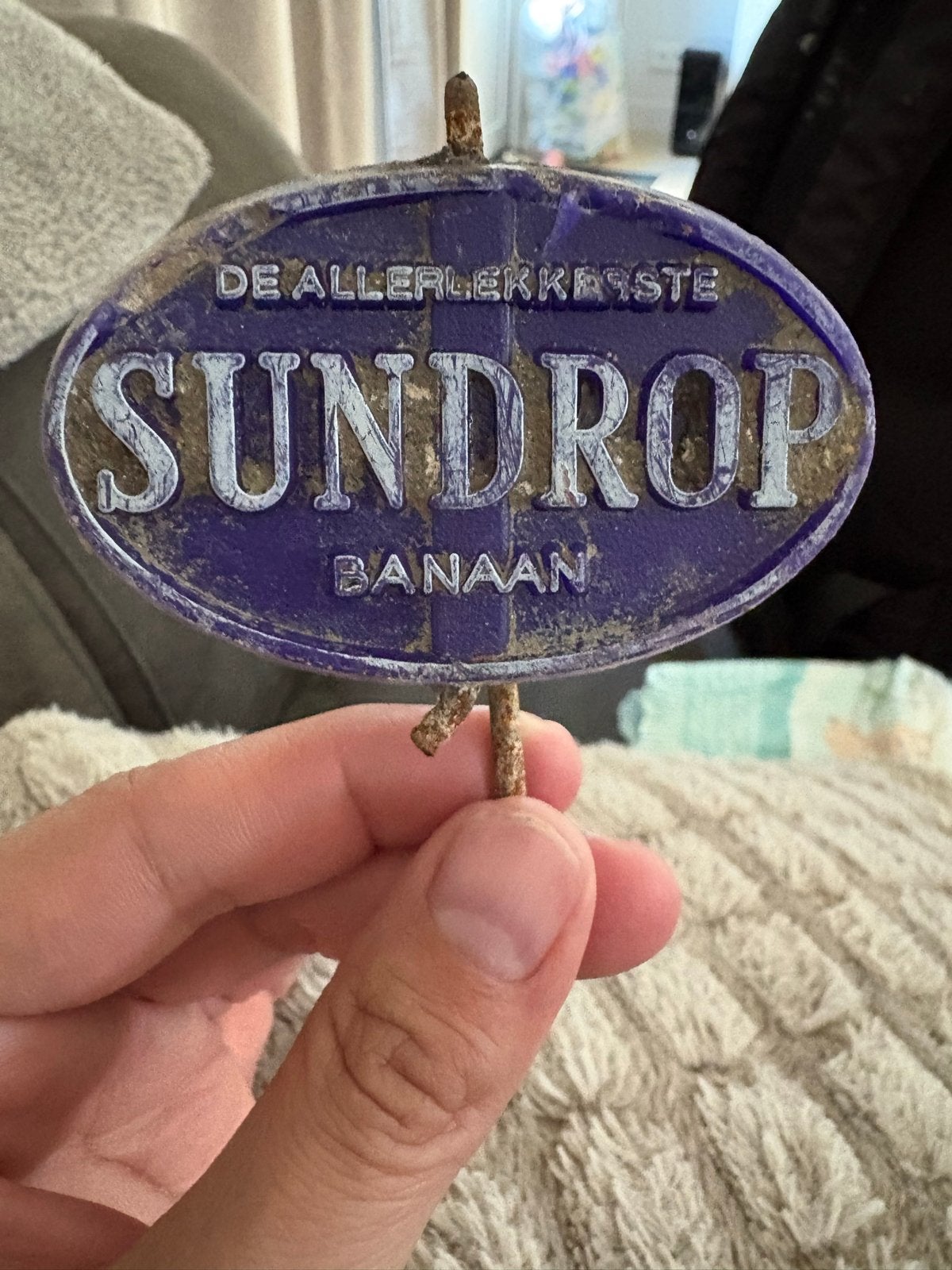 Vintage Sundrop Klein Bordje - 'De Allerlekkerste Banaan', Ophalen of Verzenden